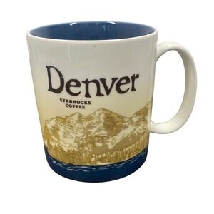 Starbucks Denver Collector Series Coffee Mug 16oz Blue White City Skyline 2009
